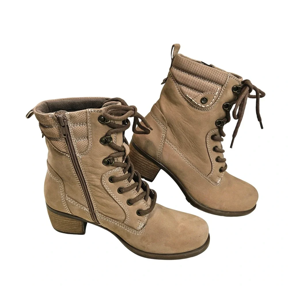 Earth Tawny Brown Denali Anchor Leather Lace Up Ankle Boots 8M Gorpcore Boho